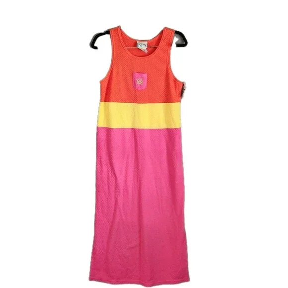 Delicates Spa Y2K Maxi Dress NWT 2004 Colorblock Sleeveless Boho Summer Dress S - Picture 1 of 14
